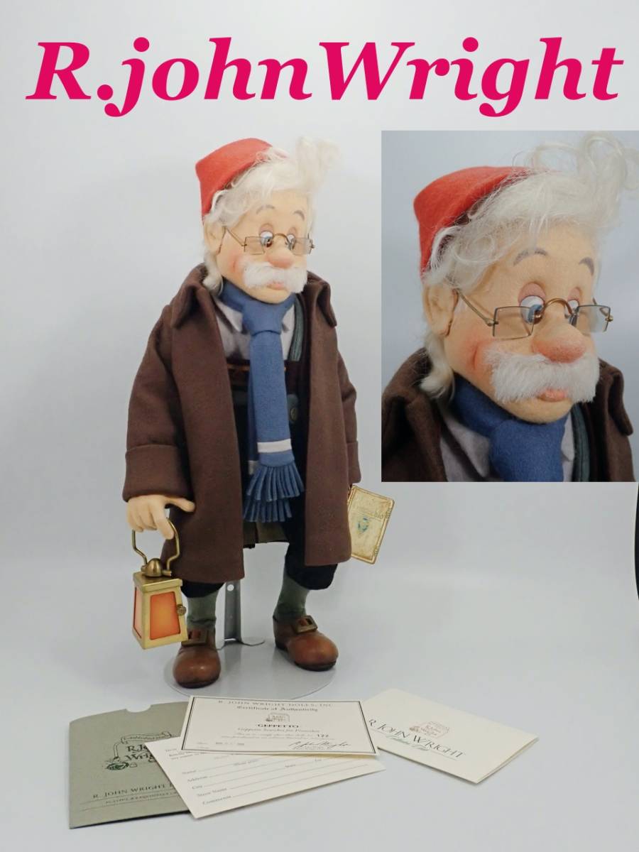 人形作家ジョン・ライト作　ピノキオとゼペット爺さん(500/500) 美品 250体限定 R. JOHN WRIGHT ピノキオ ゼペット 爺さん ランプ