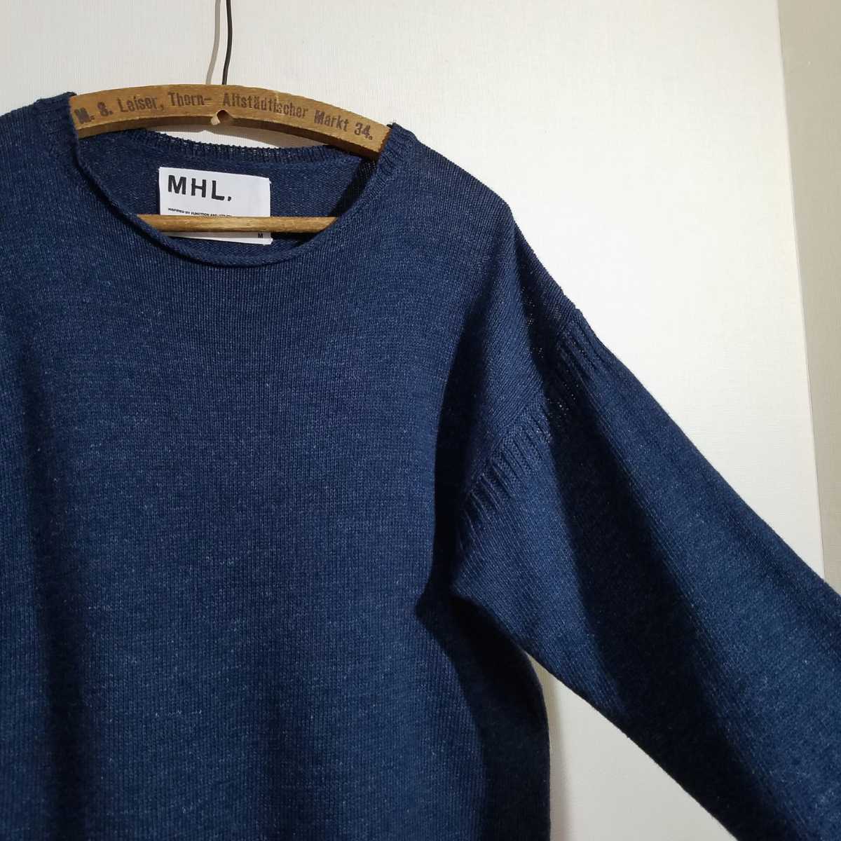 インディゴ染め 麻綿ニット】良品 MARGARET HOWELL MHL [藍染め リネン