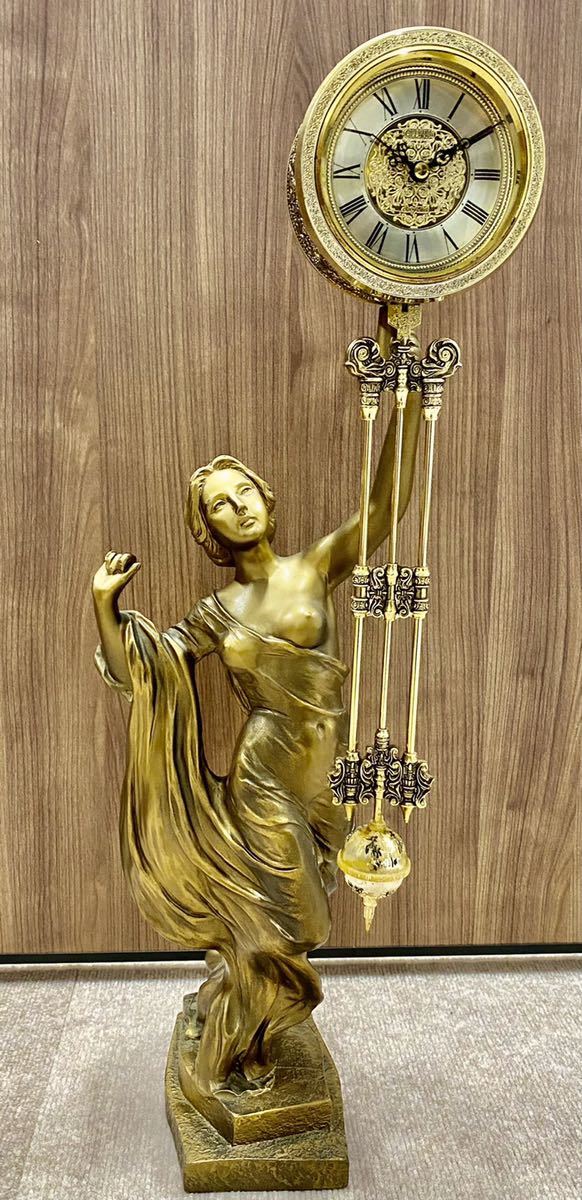 アンティーク ブロンズ アールヌーボー 銅像 置き時計 アンティーク