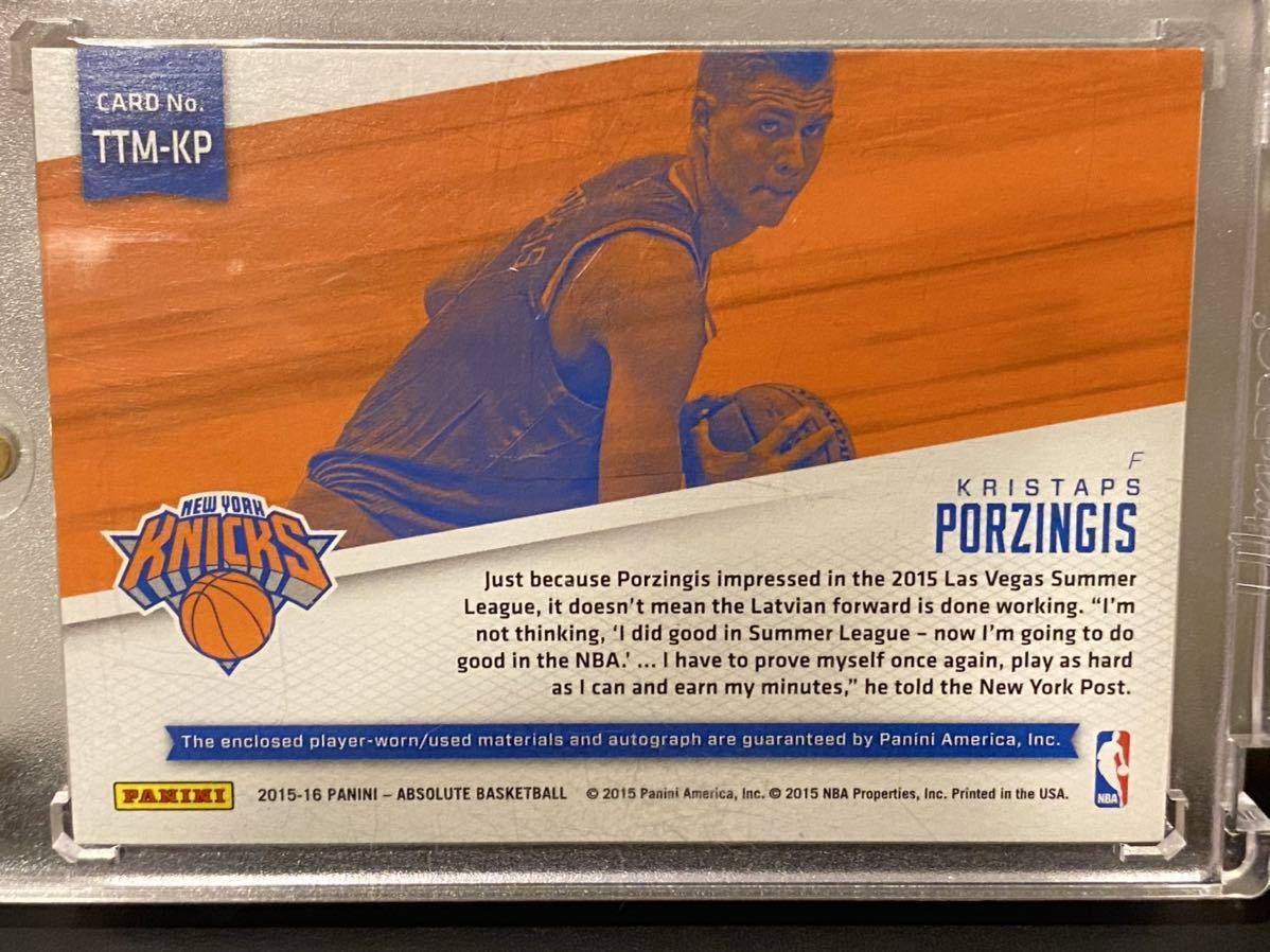 NBA Kristaps Porzingis サインカード ジャージ knicks absolute tools 