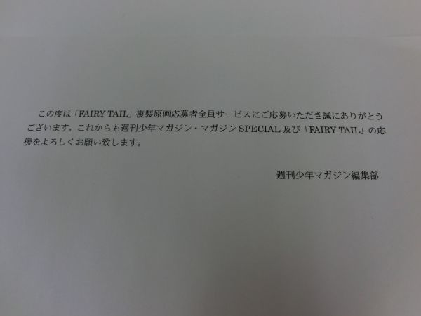 A46 FAIRY TAIL 複製原画 マガジンSPECIAL 応募者全員サービス 全サ