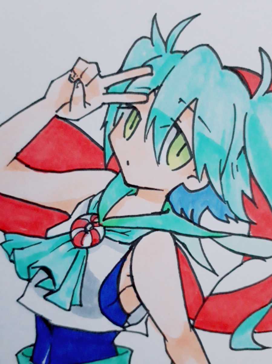 はがきサイズ 手書きイラスト セーラー服 水着 浮き輪 オリジナルイラスト 手描きイラスト ハガキサイズ ポストカード 葉書 の落札情報詳細 ヤフオク落札価格情報 オークフリー スマートフォン版