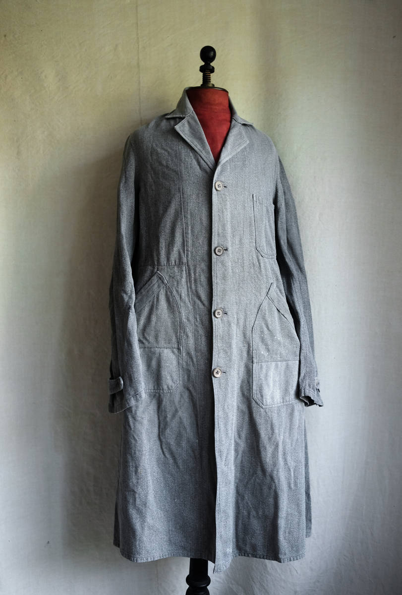 20s 30s 40s フランス　アンティークリネン　コート　アトリエ　ダスター 20s 30s 40s フランスアンティークリネンコートアトリエダスター