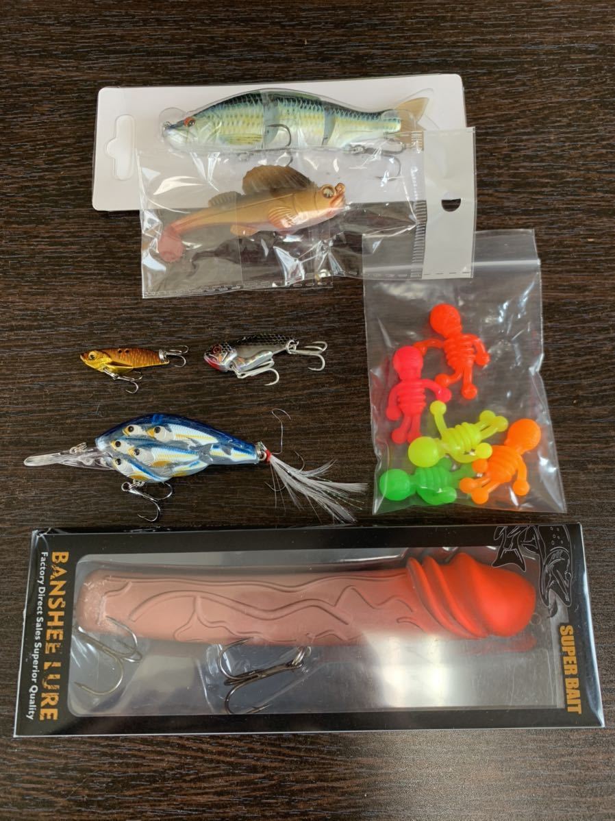 新品】新品 未使用 ルアー ワーム 7点 セット 釣り バス クランク