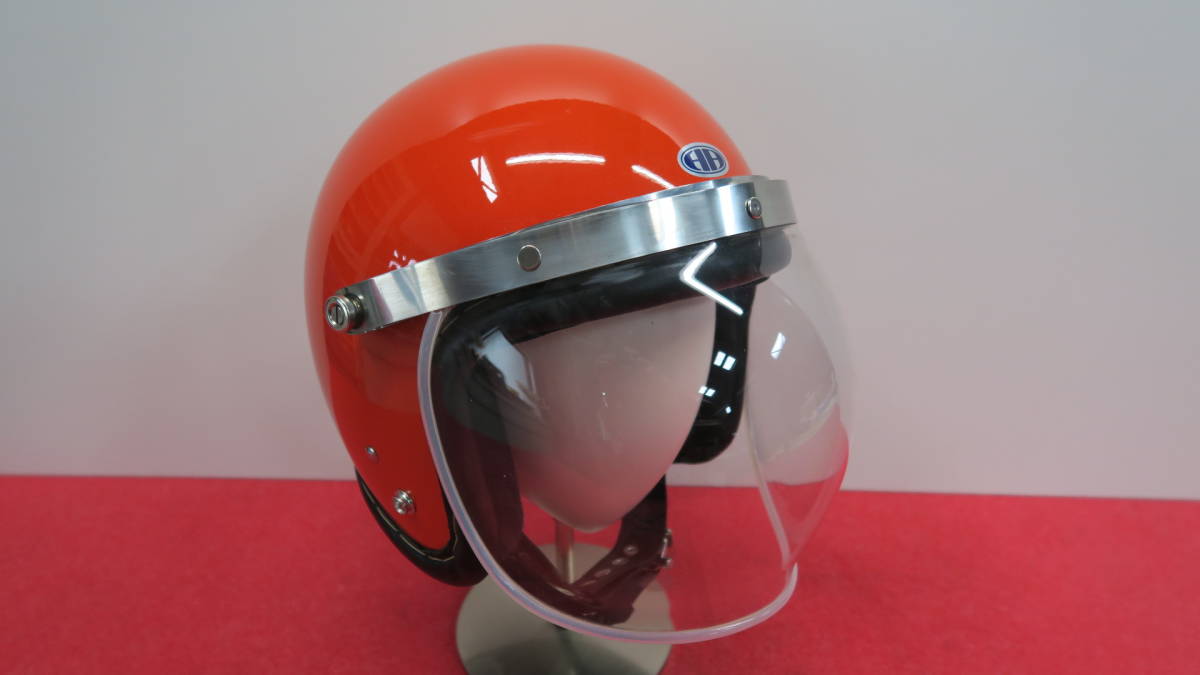 本革巻き手縫いアライジェットヘルメット オレンジLサイズ ホンダ