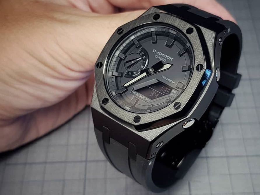 未使用】G-SHOCK GA2100 GA2110カスタム ベゼル&ベルトセット 黒＆黒