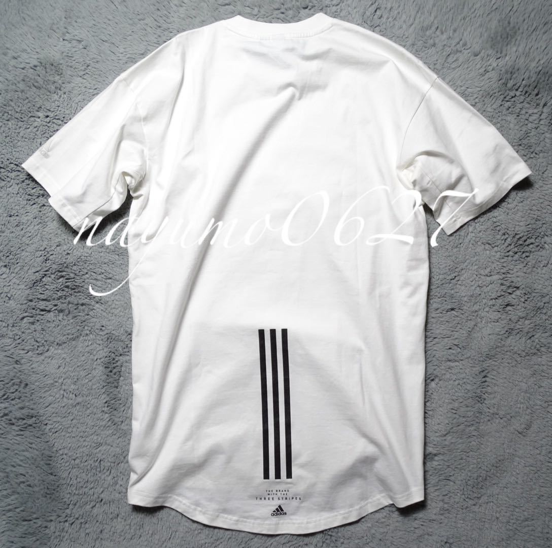 【未使用】新品 正規品 サイズ O (XL) adidas アディダス 白 ホワイト THREE STRIPES 半袖 Tシャツ スリー