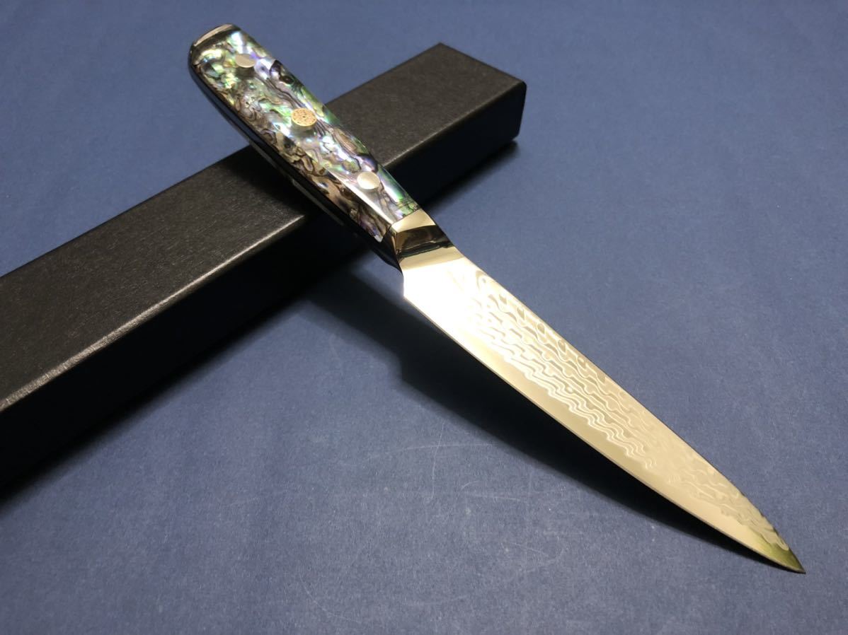 本鍛造V金10号67層鏡面ダマスカス牛刀210mm 螺鈿アート柄 伝統工芸 