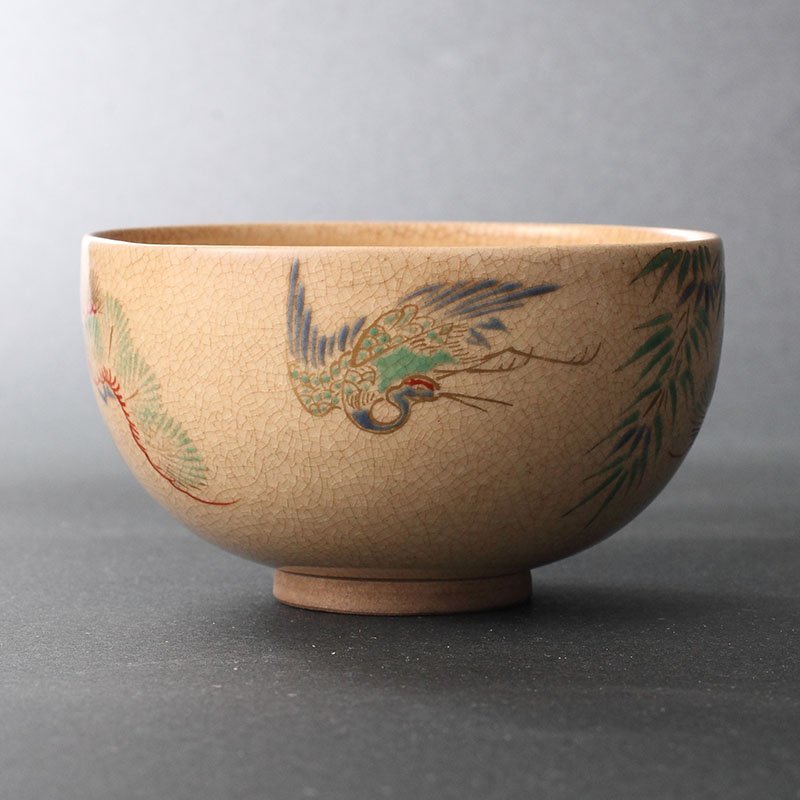 江戸名工 野々村仁清の福紋の香合！呉須赤絵の花鳥に福紋 仁清陶