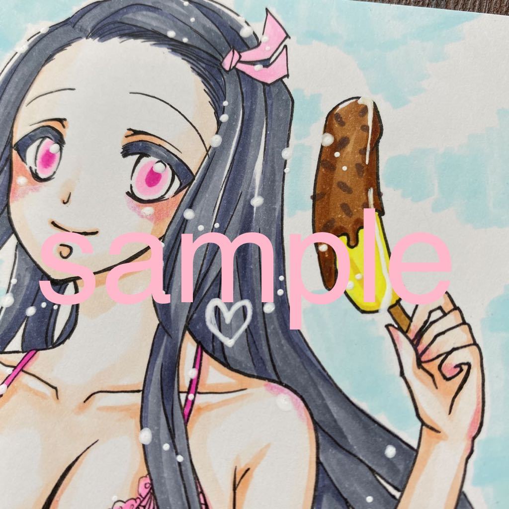 禰豆子鬼滅の刃 水着公式 鬼滅の刃 原画展 イラストカード