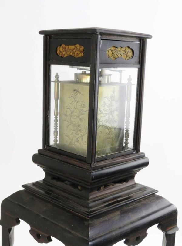 中古】【5608】江戸時代保証／草花彫大名時計／稼働品／当時オリジナル 