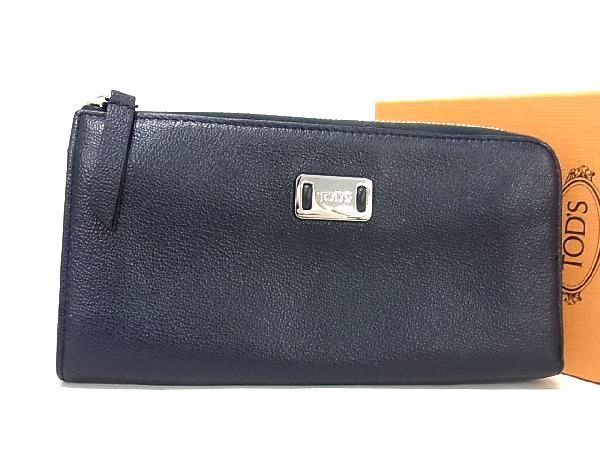 TOD'S トッズ 長財布 ネイビー レディース L字ファスナー ユニ