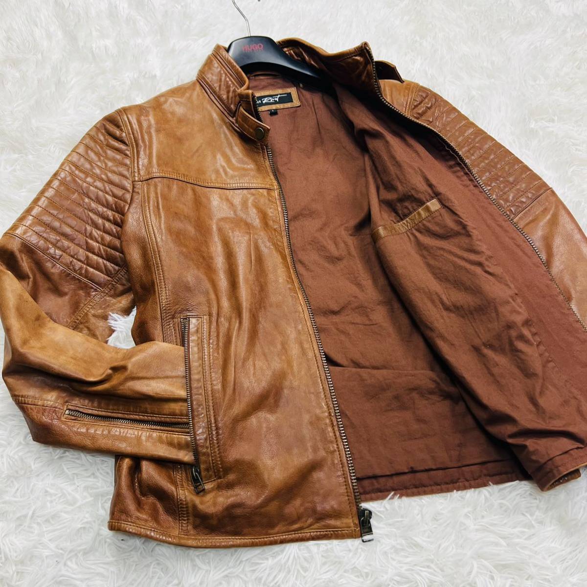 レザージャケット ブルゾン 山羊革 ゴートスキン 渋く ブラウン 美品