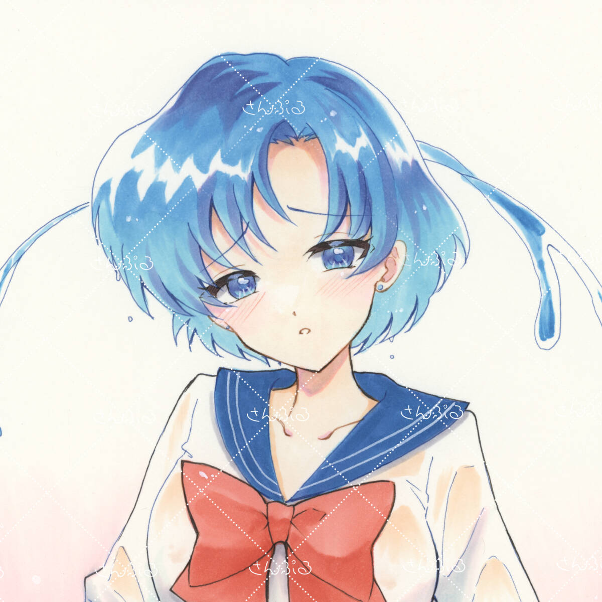 同人手描きイラスト☆セーラームーン☆亜美ちゃん☆B5☆画用紙☆難あり