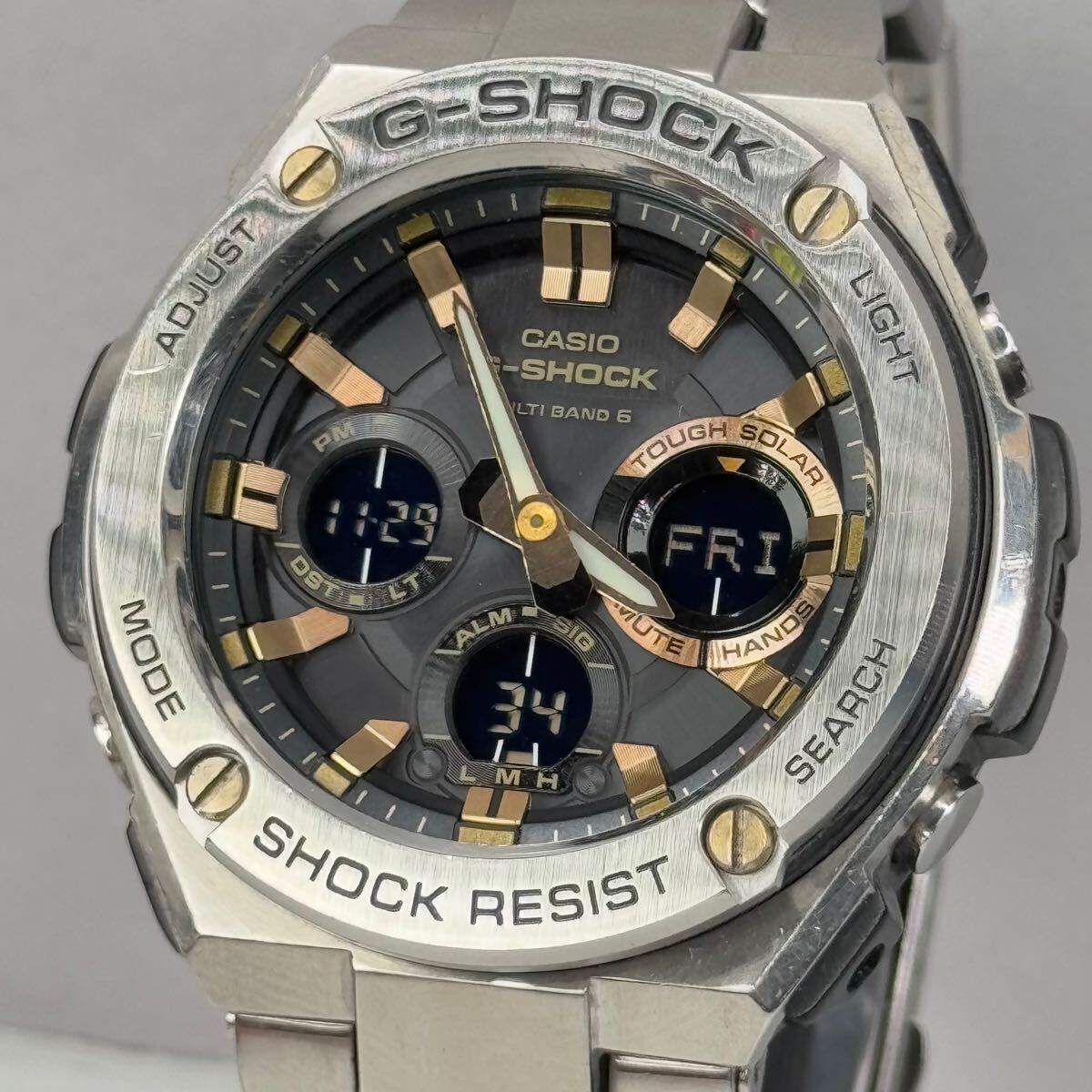 極美品 G-SHOCK GST-W100D Gスチール 電波ソーラー ブラック