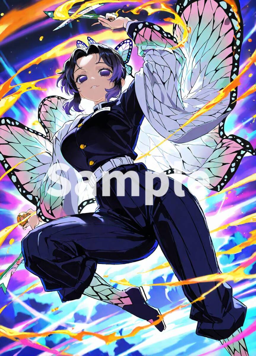 未使用】【9枚セット】胡蝶しのぶ 鬼滅の刃 AIアート A4 ポスター 最高