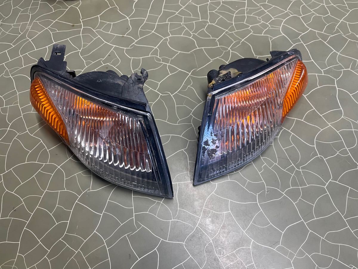 S14 シルビア 後期 純正 コーナー ポジション レンズ 左右セット 中古