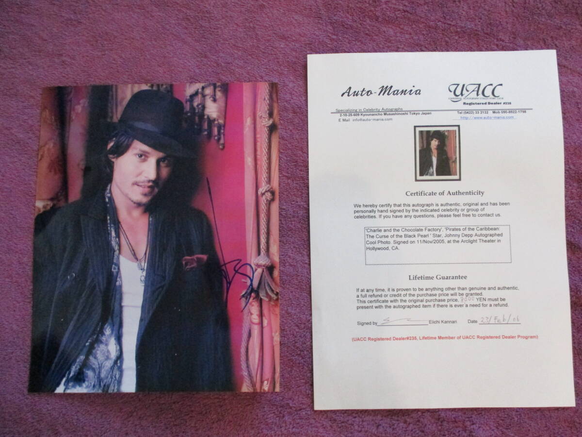 ジョニー・デップ 直筆サイン入り写真 COA証明書付 Johnny Depp