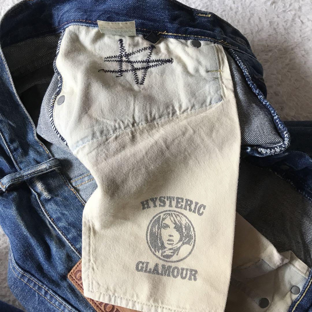 15AW HYSTERIC GLAMOUR BR加工 スタッズ デニムパンツ 28 セルビッチ