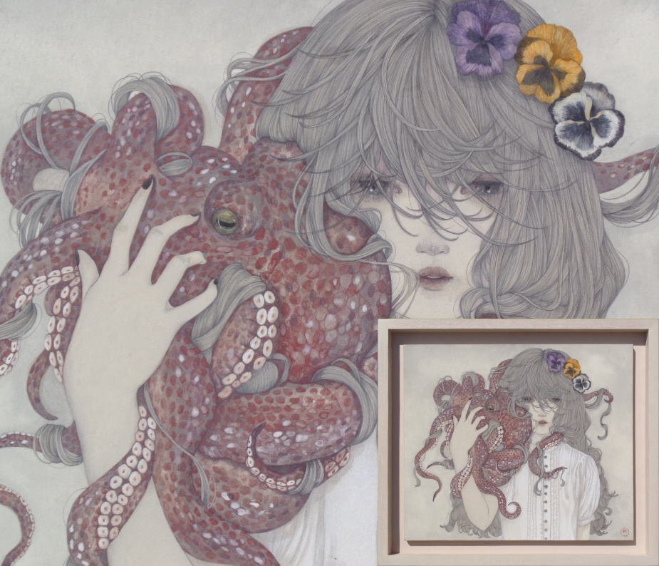 古沢岩美　裸婦　「対話」リトグラフ 真作】【WISH】古沢岩美 油彩 3号 1970年作 ◇魅惑の裸婦 〇