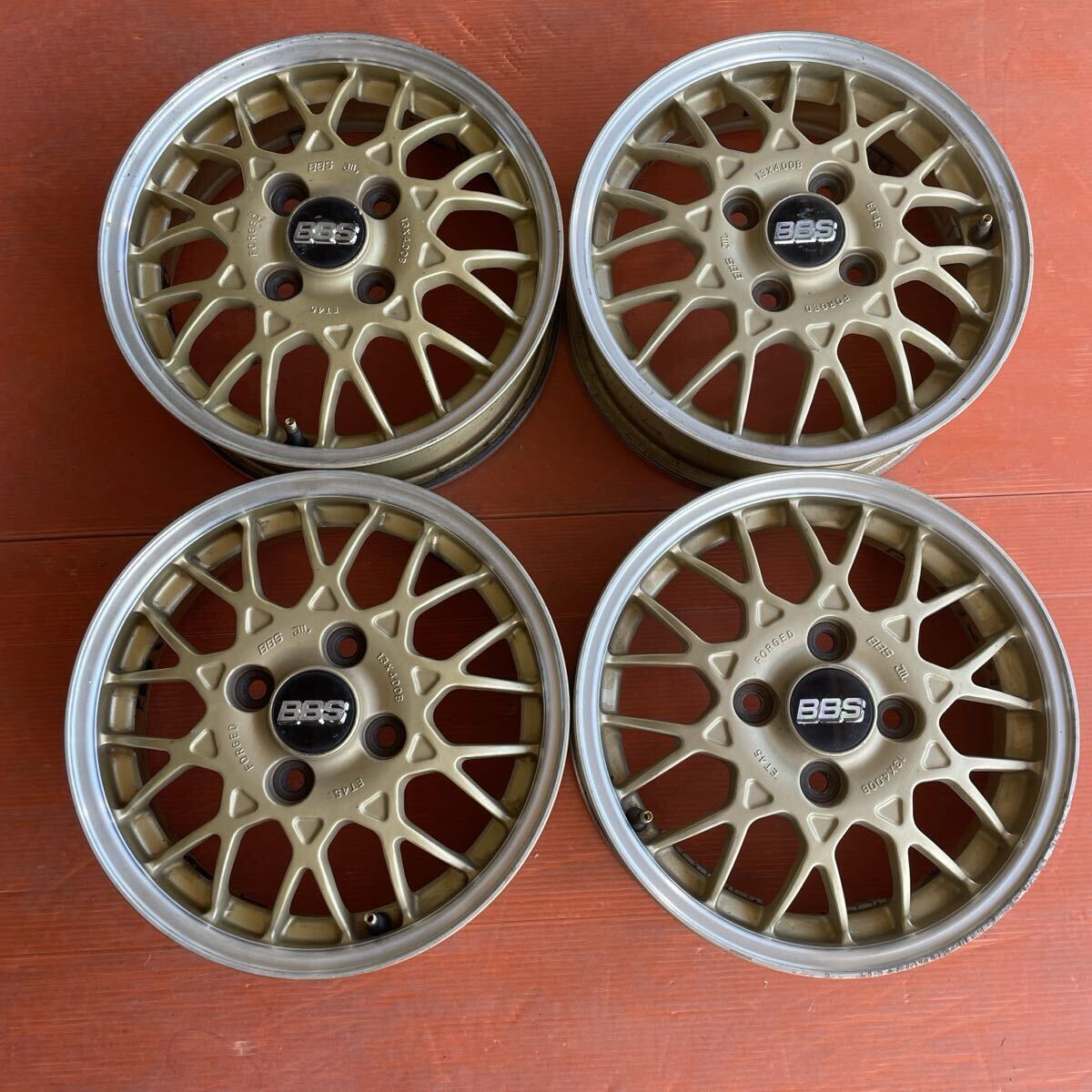 希少 スバル純正 BBS 13インチ 4穴 PCD100 4J+45 メッシュ 廃盤 絶版
