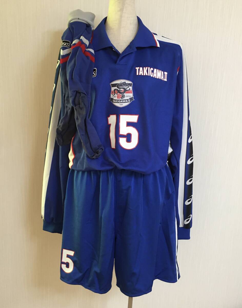 中古】高校 サッカー部 ミズノ ユニフォーム 青と白 シャツ パンツ