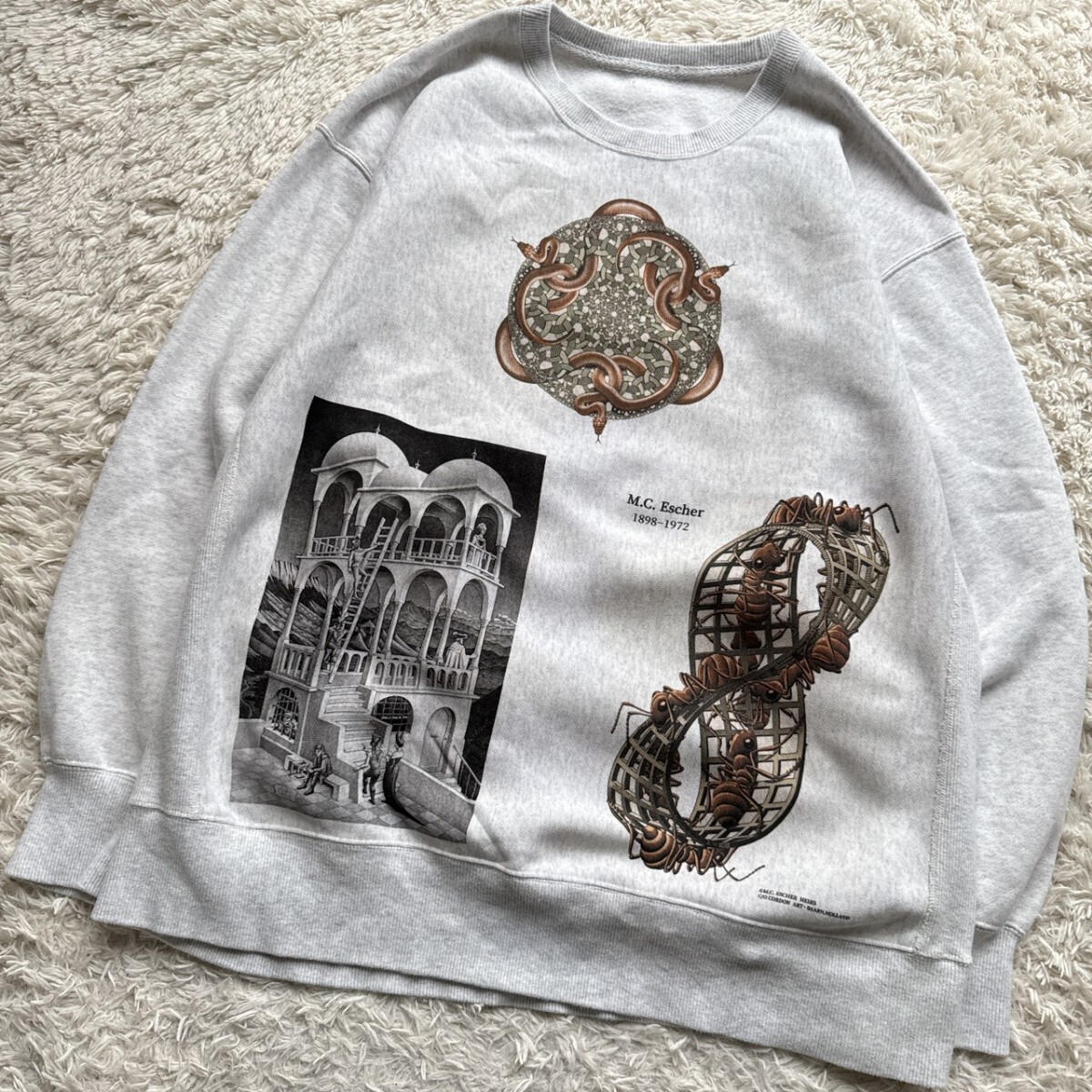 90s MC ESCHER 長袖 Tシャツ L 黒 USA製 ビンテージ 90年代 MC 