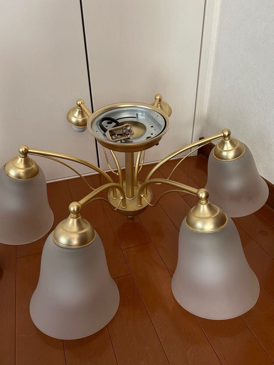ナショナル シャンデリア 6灯 白熱灯照明器具 天井照明 フリル ガラス