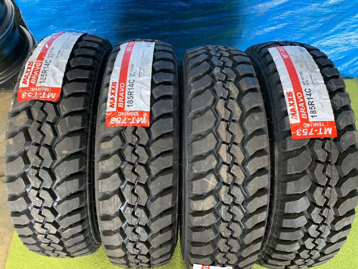 マッドタイヤ付ホイールセット♪ 中古鉄ホイール 14in 5J + 新品 NK FT
