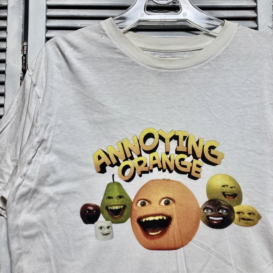 中古半袖Tシャツ（メンズL ）ANNOYING ORANGE 薄手チャコールグレー