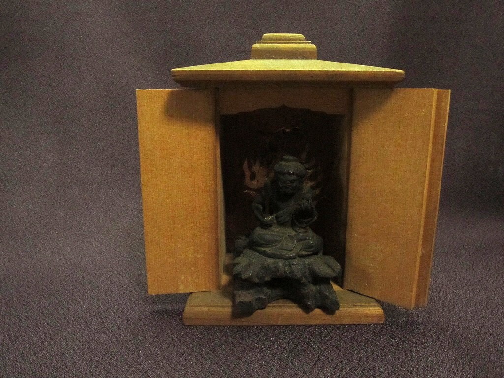 五】念持仏 『厨子入木造不動明王立像』 懐中仏の落札情報詳細 - Yahoo