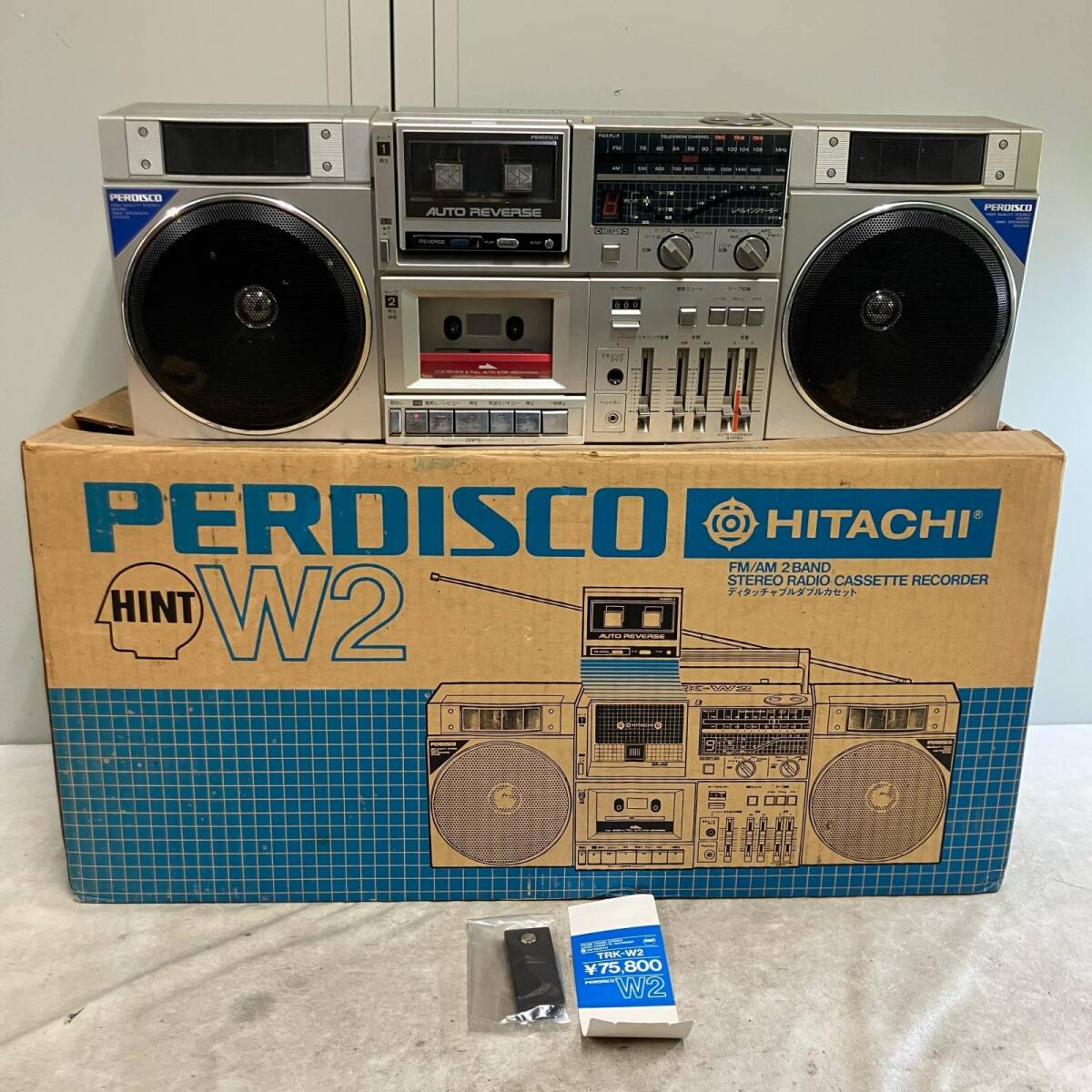 即決】昭和のラジカセ！ 日立 パディスコ TRK-LX03 レッド 希少な動作