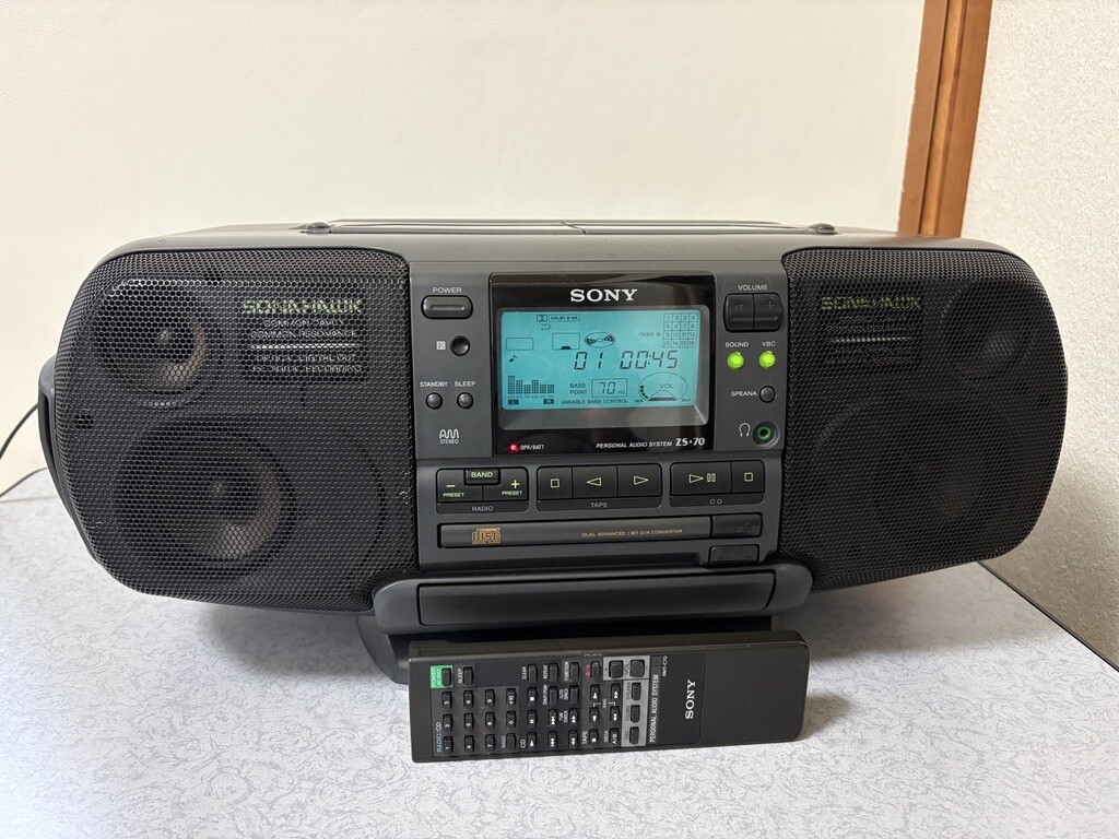 美品】sony/ソニー☆ソナホーク ZS-5 CDラジカセ☆スイベル・リモコン