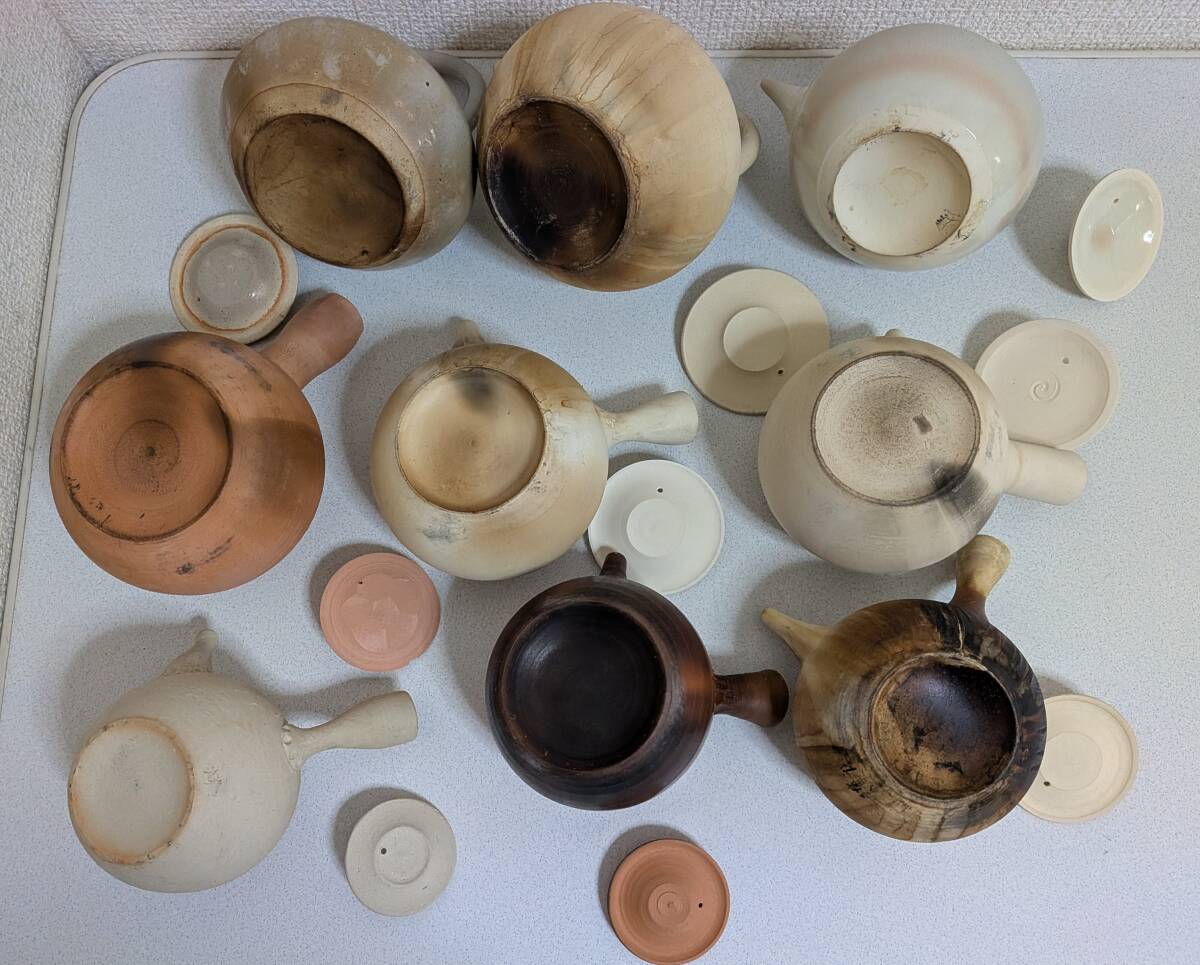 新品】平安幸斉造☆白泥 ボーフラ 横手 急須☆京焼 煎茶道具 茶道具 銘