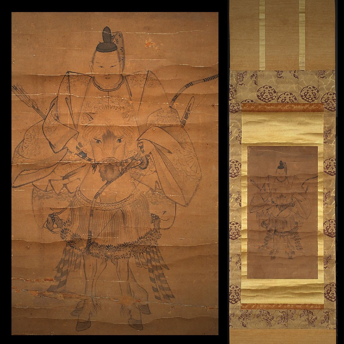 真作】喜聞◇『浮田一恵(一蕙) 秋の鹿図』1幅 古筆 古文書 古書 日本画