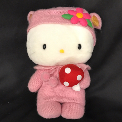 mK219c [限定] Vivitix 2001年 ハローキティ ぬいぐるみ 西陣織 約43cm