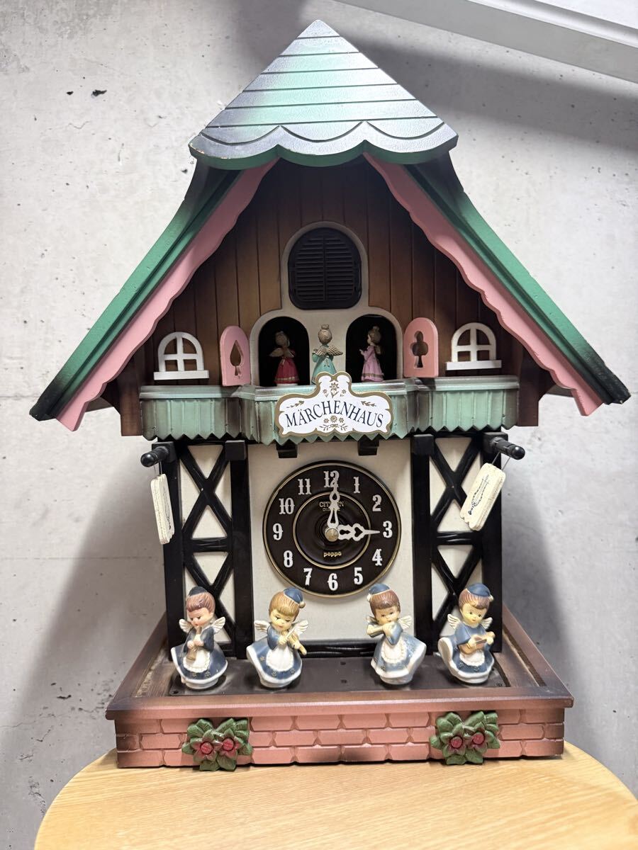 美品】からくり時計 CITIZEN メルヘンハウスM747 鳩時計風 オルゴール