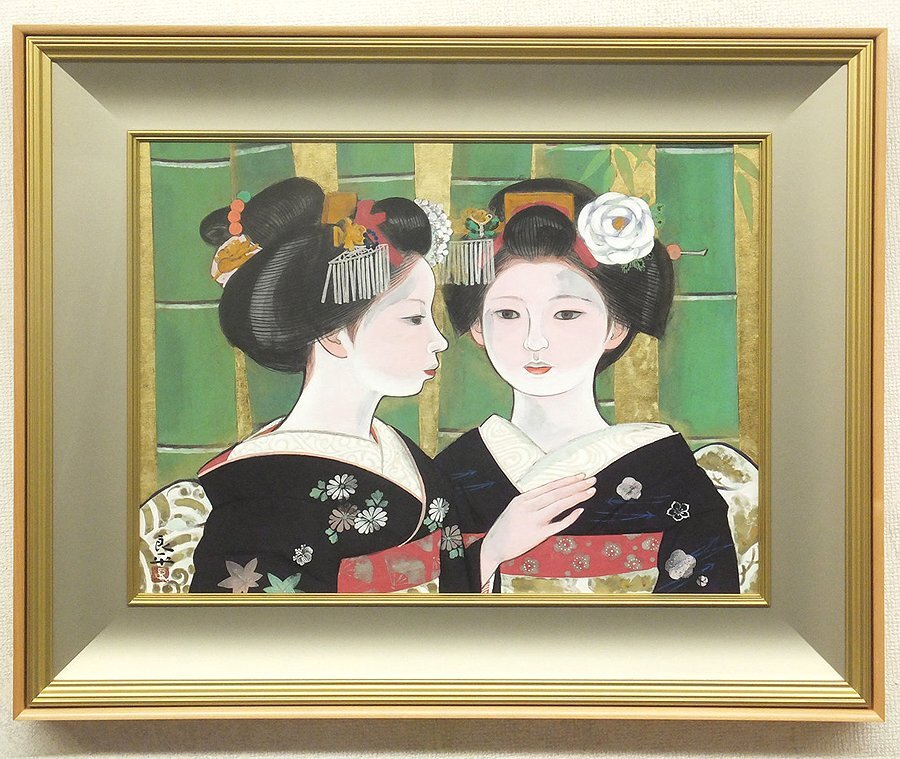 値下げ交渉可【おたからや美術画廊】三輪良平○レースの女 紙本彩色10