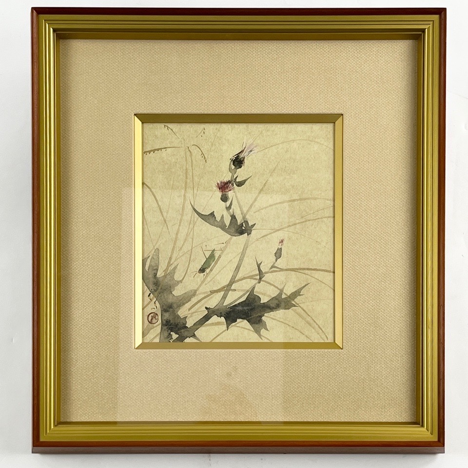 日本画巨匠 川端龍子 「紅薔薇」 希少 美品 高級新品額装付・額装画 版