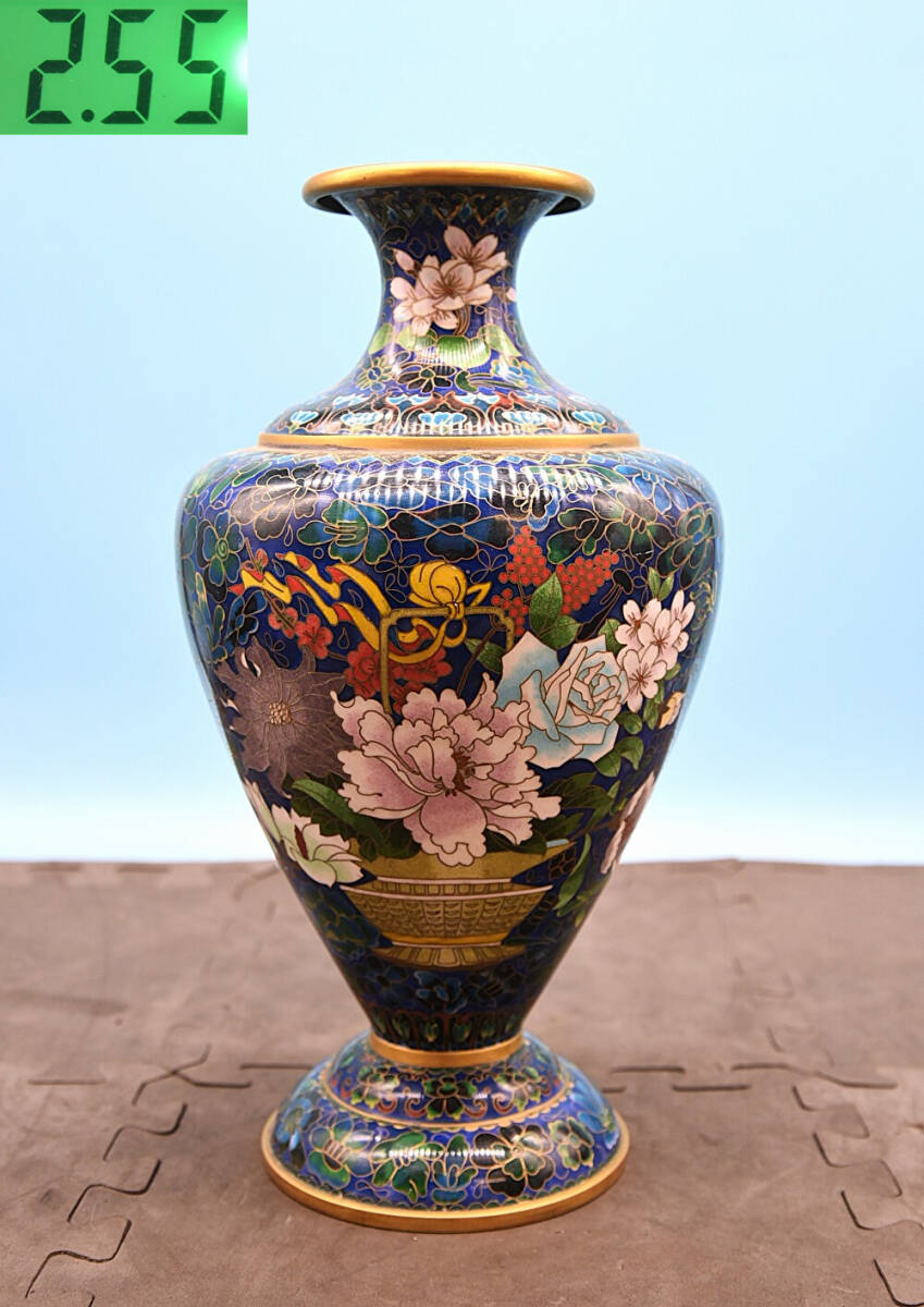 安藤七宝作 純銀刻印 花瓶 安藤七宝店 七宝焼き/花器 digjunkmarket