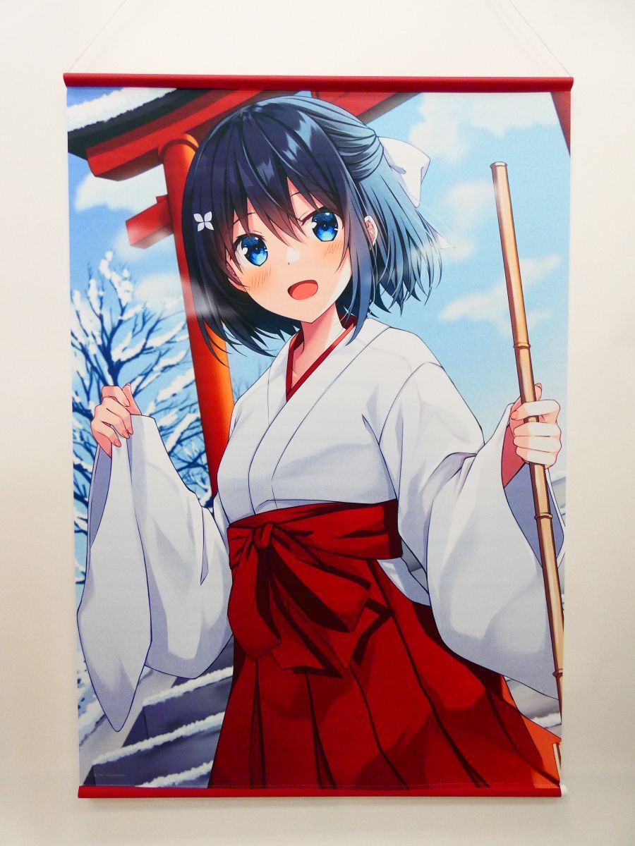 未使用に近い】三上 ミカ先生描き下ろし B2Wスエードタペストリー (-夏