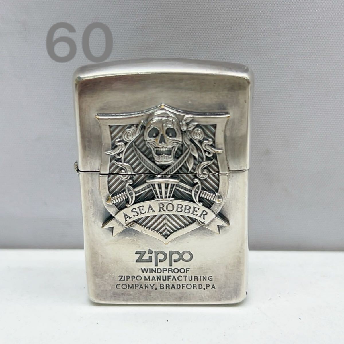 ZIPPO A SEA ROBBER スカル ドクロ 火花ok ジッポー ライター 中古