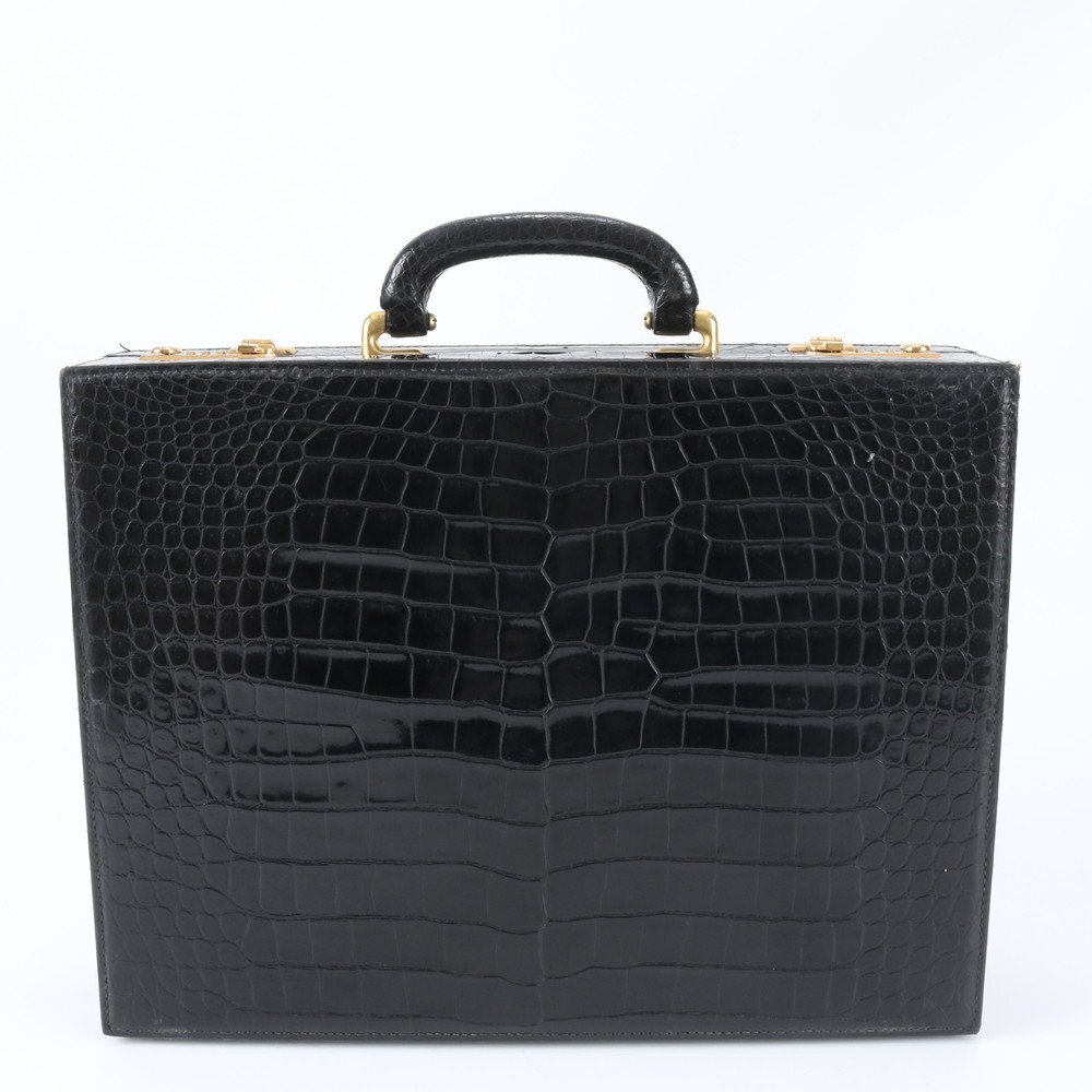 BALLY☆アタッシュケース型クロコ型押し名刺入れカードケースわに皮