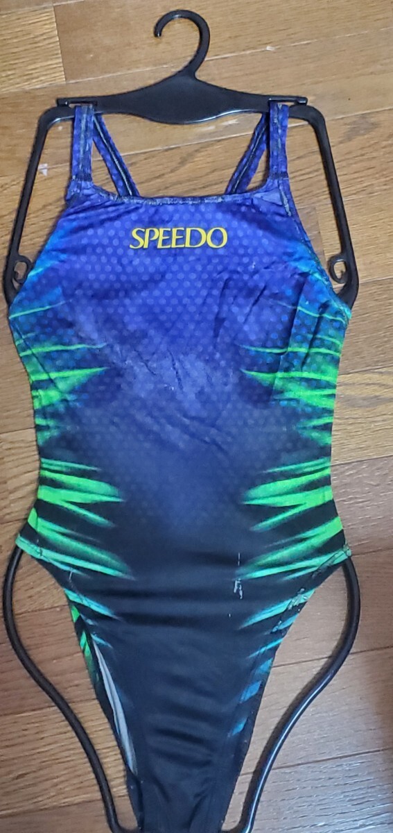 中古 SPEEDO スピード ハイカット 女子 競泳水着 グリーン サイズOの