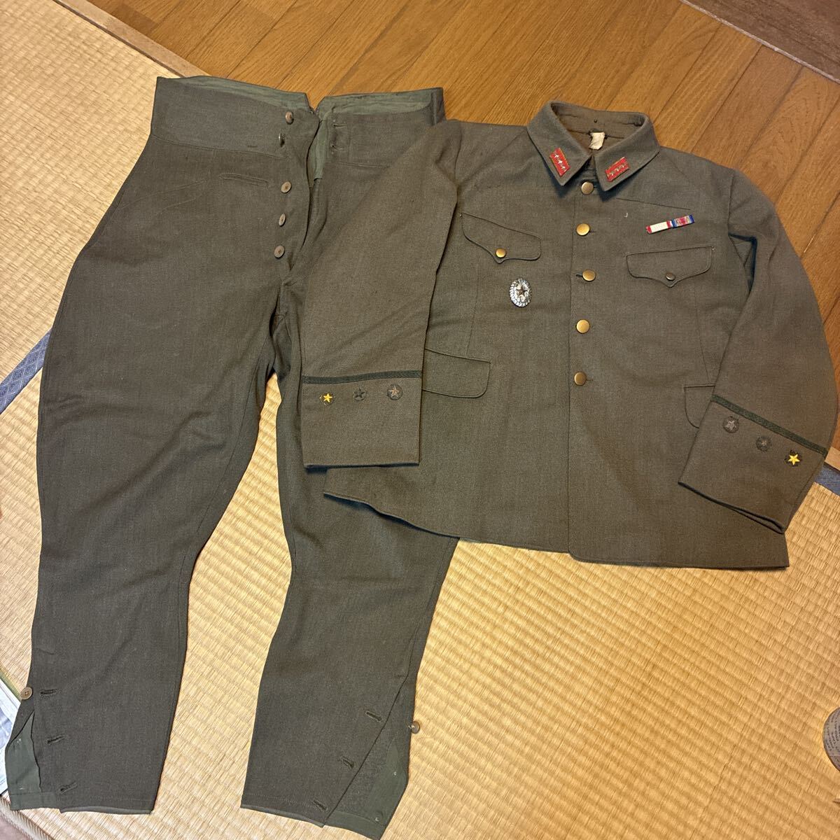 新品】旧日本陸軍・将校用九八式軍衣、軍袴（九八式大佐襟章付き,中田