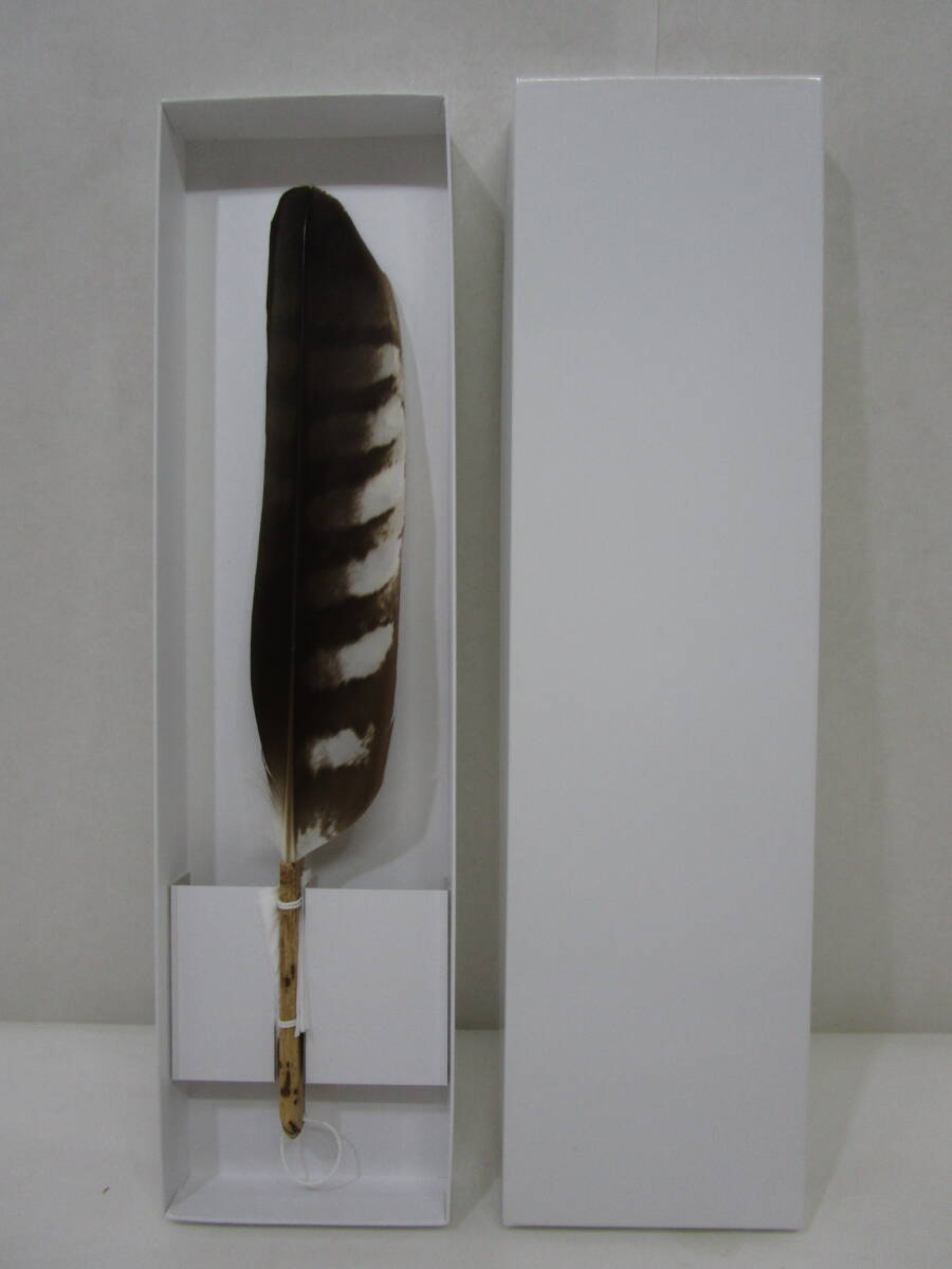 中古】☆青鸞羽箒 仕立師 杉本鳳堂作 双羽 炉・風炉兼用 三つ羽根 共箱