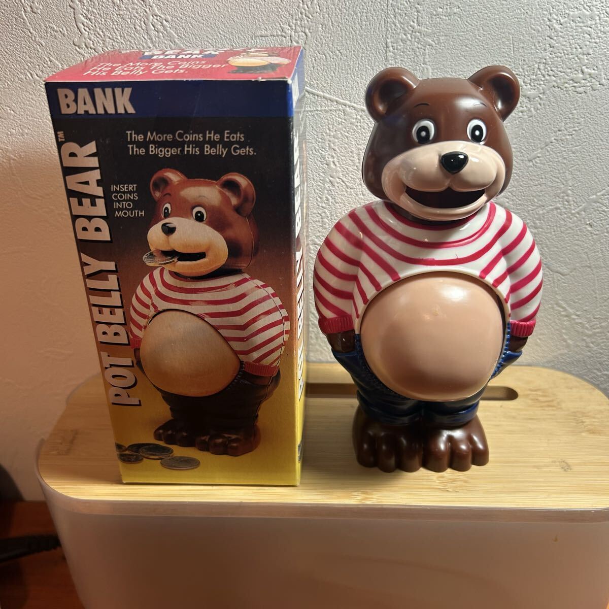 新品】未使用 POT BELLY BANK 貯まるとお腹が大きく膨らむクマの貯金箱