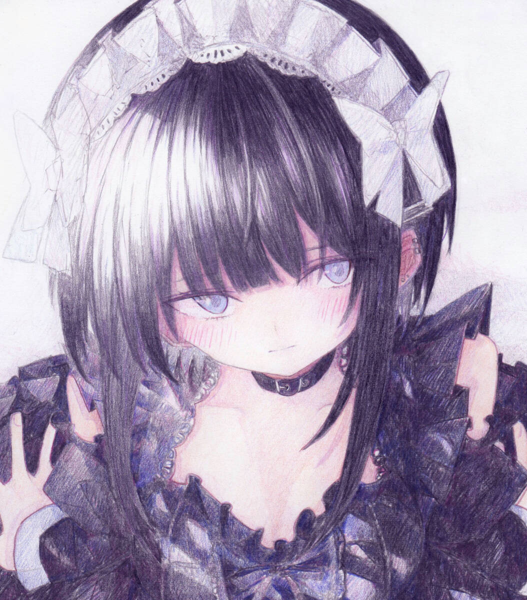 新品】同人手描きイラスト色紙 オリジナル 『ほわほわ和メイドさん』の