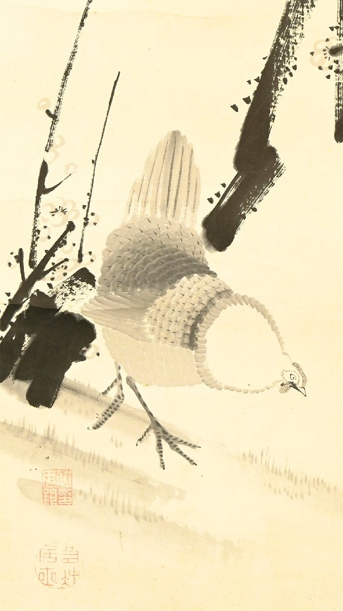 【一点物】水墨画 風景画 美術品 日本画 民家 冬 山 仙景 水墨風景画 雪景色 額装品 / 水墨画 山 民家 冬の落札情報詳細