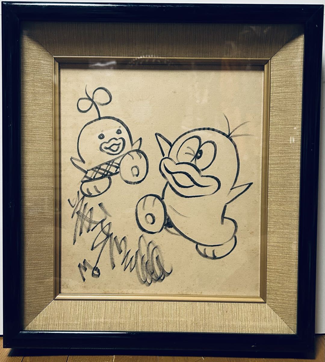 ☆藤子不二雄 直筆イラストサイン色紙 オバケのQ太郎 昭和 希少 劣化